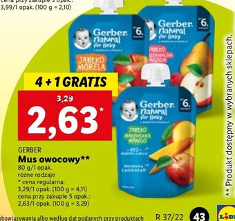 Lidl Deserek jabłko marchew i mango gerber natural for baby oferta