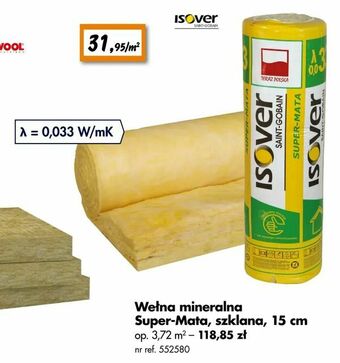 Bricoman Wełna mineralna Super-Mata, szklana, 15 cm oferta