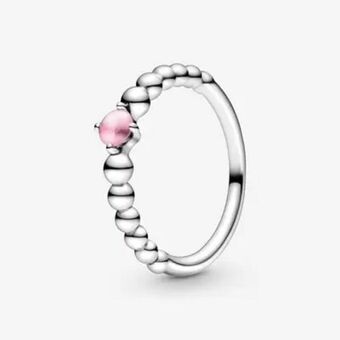 Pandora Październik pierścionek z kamieniem urodzinowym pastelowy róż oferta