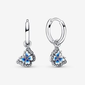 Pandora Kolczyki obręcze z błękitnymi motylami oferta