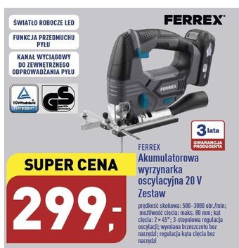 Wyrzynarka akumulatorowa 20 v ferrex
