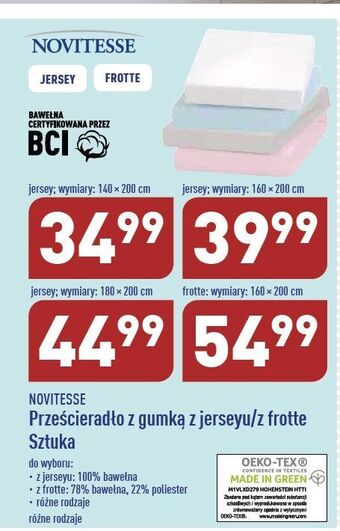 ALDI Prześcieradło z jerseyu gumką 140 x 200 cm novitesse oferta