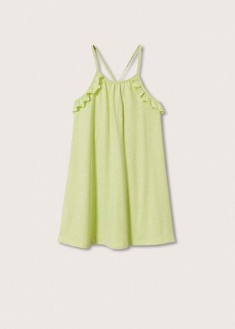 MANGO Bawełniana sukienka z falbaną oferta