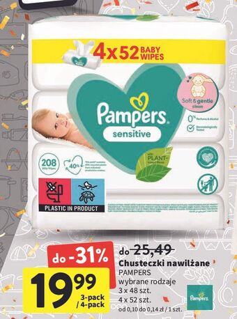 Intermarche Chusteczki nawilżane pampers sensitive oferta