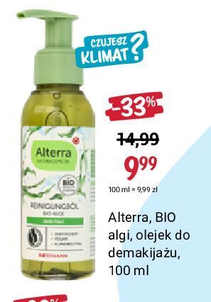 Rossmann Olejek do demakijażu bio algi alterra oferta