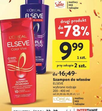 Intermarche Szampon do włosów ochronny l'oreal elseve color-vive oferta