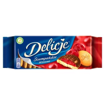 Globi Delicje szampańskie biszkopty z galaretką wiśniową oblewane czekoladą 147 g oferta