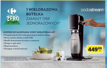 Carrefour Urządzenie art black + butelka nabój sodastream oferta