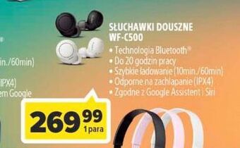 Carrefour Słuchawki douszne wf-c500 białe sony oferta