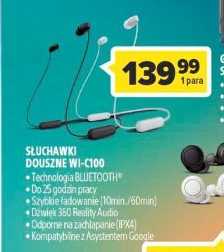 Carrefour Słuchawki wi-c100 białe sony oferta