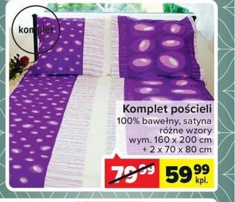 Carrefour Komplet pościeli z satyny 160 x 200 cm + 2 szt 70 80 oferta