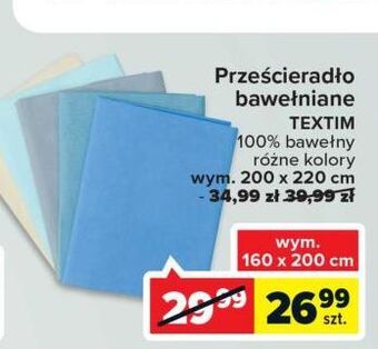 Carrefour Prześcieradło bawełniane 200 x 220 cm textim oferta