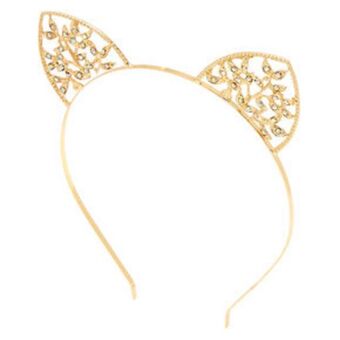Claire's Gold ivy cat ears headband oferta