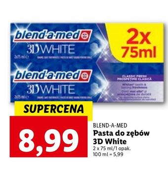 Lidl Pasta do zębów classic fresh blend-a-med 3d white oferta
