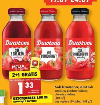 Biedronka Sok z buraków jabłkiem dawtona oferta