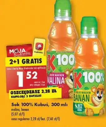 Biedronka Sok malina-marchew-jabłko kubuś 100% oferta