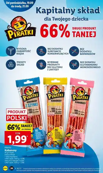 Lidl Kabanosy z szynki pikok piratki oferta