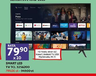 Auchan Telewizor led 32"32s6200 tcl oferta