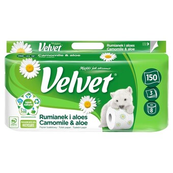 Społem Velvet rumianek i aloes papier toaletowy 8 rolek oferta