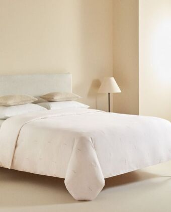 ZARA HOME Lniana poszwa na kołdrę z haftem w kwiaty oferta