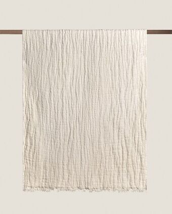 ZARA HOME Gładki lniany koc oferta