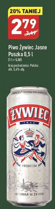 ALDI Piwo żywiec jasne pełne oferta