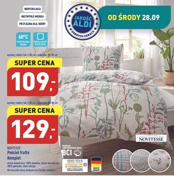 ALDI Komplet pościeli frotte 160 x 200 + 70 80 cm novitesse oferta