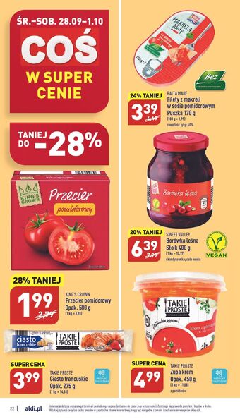 ALDI Filety z makreli w sosie pomidorowym balta mare oferta