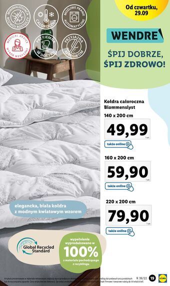 Lidl Kołdra blommenslyst 160 x 200 cm wendre oferta
