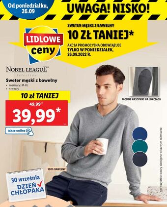 Lidl Sweter męski m-xl nobel league oferta