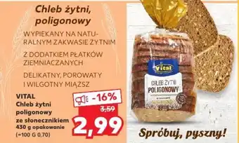 Kaufland Vital Chleb żytni poligonowy ze słonecznikiem 430 g opakowanie oferta