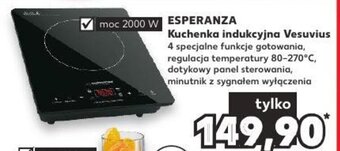 Kaufland Esperanza Kuchenka indukcyjna Vesuvius moc 2000 W 4 specjalne funkcje gotowania oferta