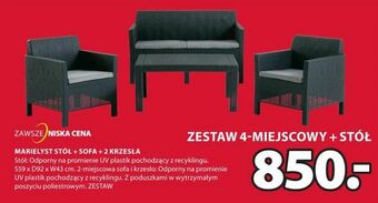 JYSK MARIELYST STÓŁ + SOFA + 2 KRZESŁA oferta