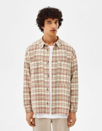 Bershka Koszula wierzchnia w kratkę z kieszeniami oferta