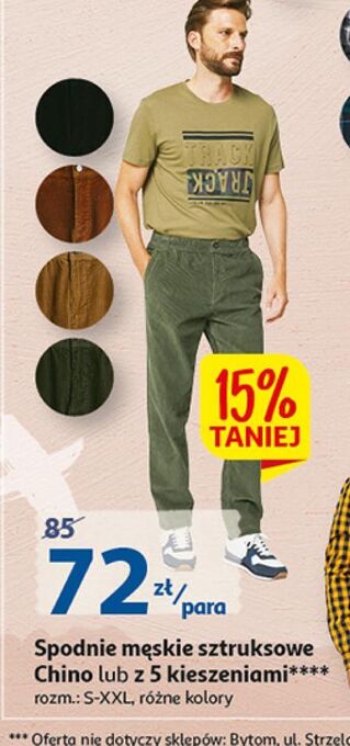 Auchan Spodnie sztruksowe chino s-xxl inextenso by auchan oferta