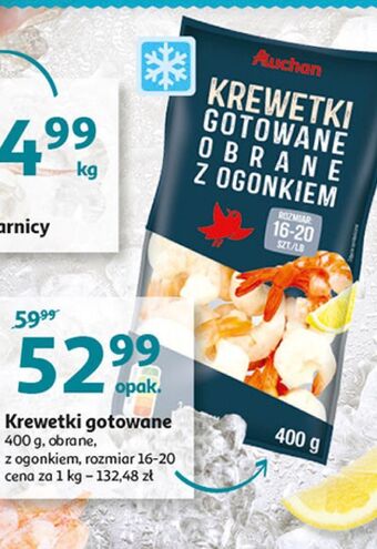 Auchan Krewetki gotowane obrane z ogonkiem auchan oferta