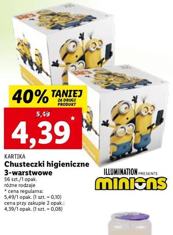 Lidl Chusteczki higieniczne minionki kartika oferta