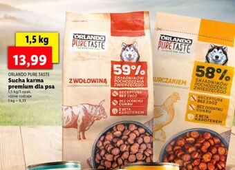 Lidl Karma dla psa z wołowina orlando pure taste oferta