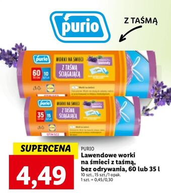 Lidl Worki zapachowe lawenda z taśmą ściągającą 35 l purio oferta