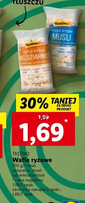 Lidl Wafle ryżowe wieloziarniste tastino oferta