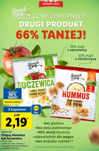 Lidl Chipsy z soczewicy o smaku pomidora i bazylii snack day oferta