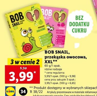 Lidl Przekąska jabłkowo-malinowa bob snail oferta