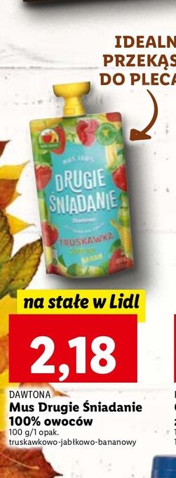 Lidl Mus truskawka jabłko banan drugie śniadanie oferta