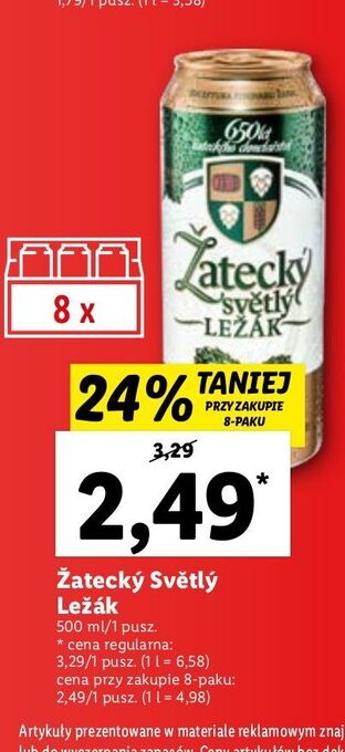 Lidl Piwo zatecky svetly lezak oferta