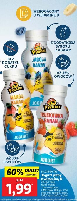 Lidl Jogurt truskawka-banan piratki oferta