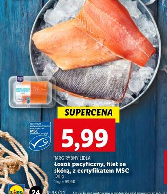 Lidl Łosoś pacyficzny filet ze skórą targ rybny lidla oferta