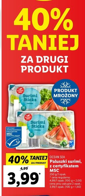 Lidl Paluszki surimi oceansea oferta