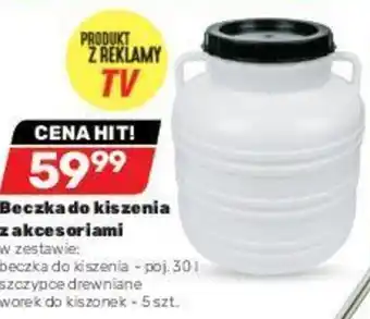 Bricomarche Beczka do kiszenia o pojemności 30 L z akcesoriami: szypce drewniane, worek do kiszonek 5 sztuk oferta