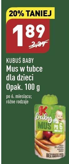 ALDI Mus po 6 msc jabłko-brzoskwinia-marchew-banan kubuś baby oferta