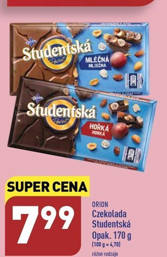 ALDI Czekolada mleczna z rodzynkami i orzechami orion studentska oferta